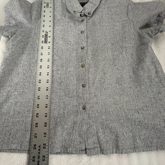 Tancredi & Morgen Womens Gray Short Sleeve Button-Down Shirt Blouse Small Casual - Picture 6 of 6